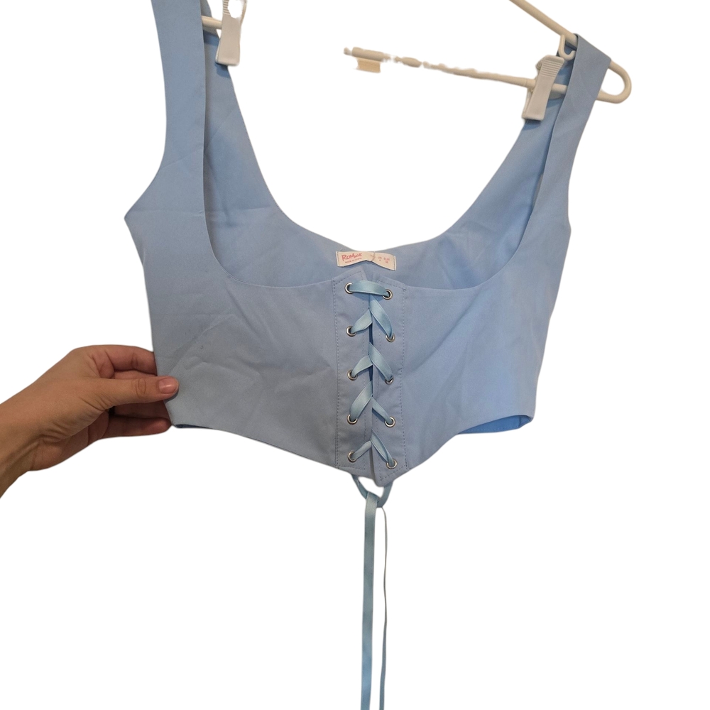 Nwt ROMWE Sky Blue Lace-Up Corset Crop Top